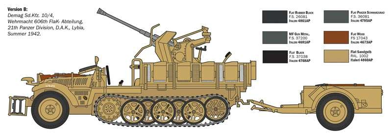 Italeri Truck Sd.kfz. 10/4 With Flak 30 And Crew Military 1945 1:35 /