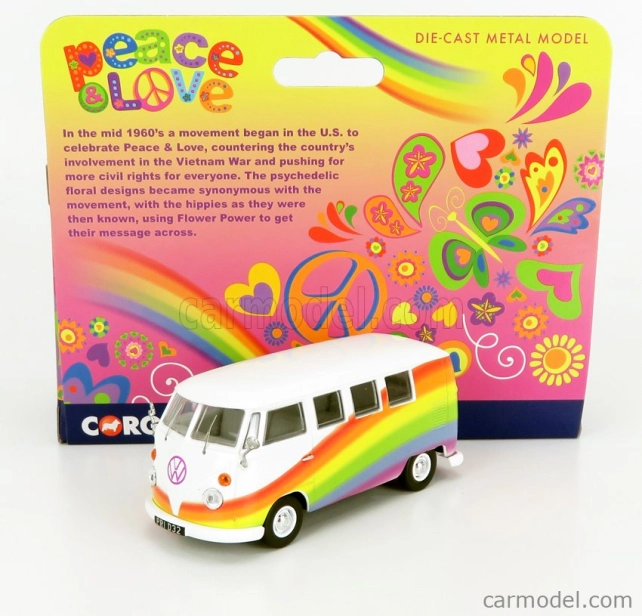 Corgi Volkswagen T1 Minibus Peace & Love Rainbows 1961 1:43 Rôzne
