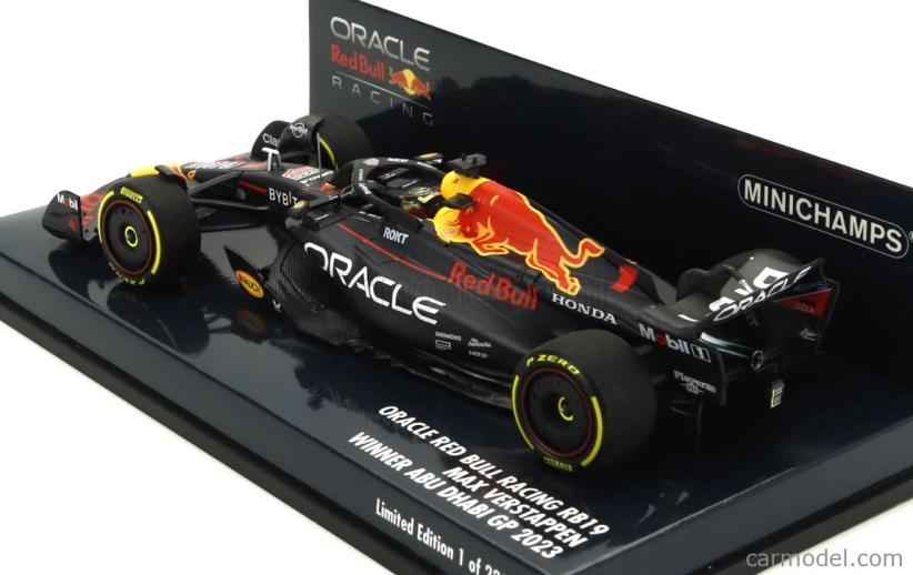Minichamps Red bull F1 Rb19 Team Oracle Red Bull Racing N 1 Víťaz majstrovstiev sveta Abu Dhabi GP 2023 Max Verstappen 1:43 Matt Blue