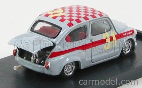Brumm Fiat 600 Abarth 1000 Berlina N 31 4h Monza 1966 L.cella 1:43 Sivá červená