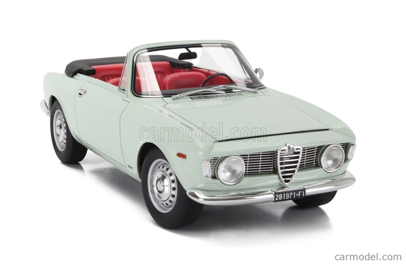 Mitica Alfa romeo Giulia 1600 Gtc Cabriolet Otvorený 1964 - Interiér Červená 1:18 Azzurro Spazio - Svetlomodrá