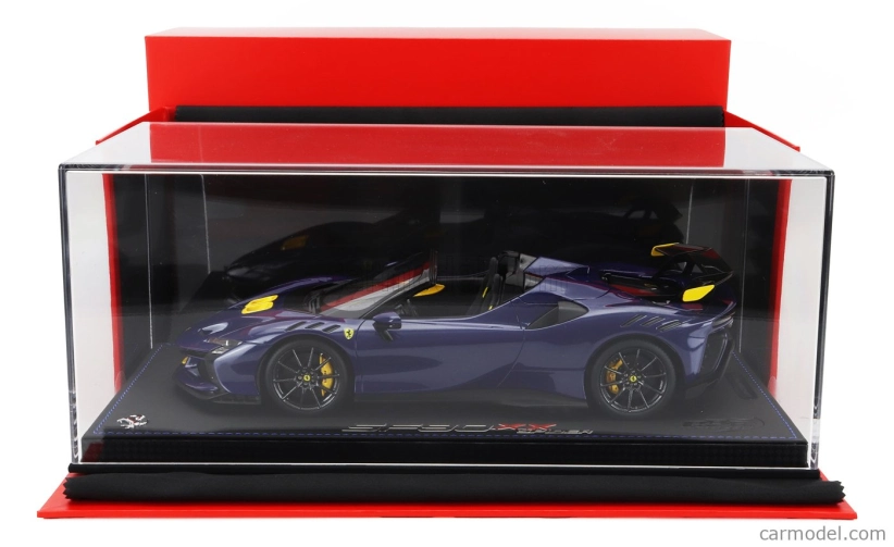Bbr-models Ferrari Sf90 Xx Stradale Spider 2024 - Con Vetrina - With Showcase 1:18 Blu Elettrico - Modrá Žlutá