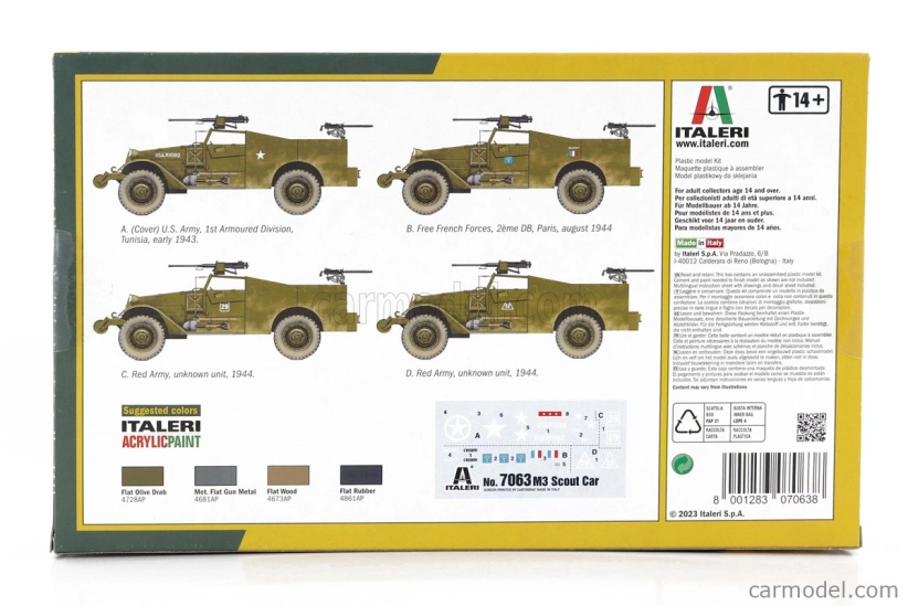 Italeri White motor company M3a1 Scout Car U.s Tank Military 1944 1:72 /