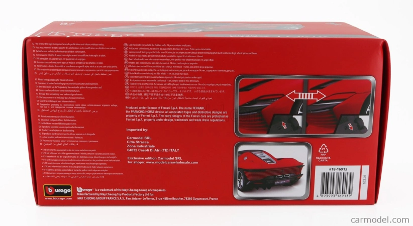 Bburago Ferrari Daytona Sp3 Spider Open Roof 2022 1:18 Rosso Magma – matná červená