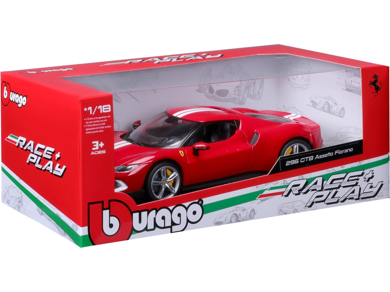Bburago Ferrari 296 Gtb Assetto Fiorano 2022 1:18 Červená Bílá