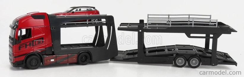 Bburago Volvo Fh16 Xl 750 Euro 6 Cab Truck Car Transporter With Land Rover Range Evoque Lrx 2-door 2011 1:43 Red Met
