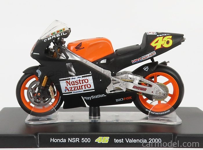 Edicola Honda Nsr500 Team Nastro Azzurro N 46 Test Valencia 2000 Valentino Rossi 1:18 Black Orange