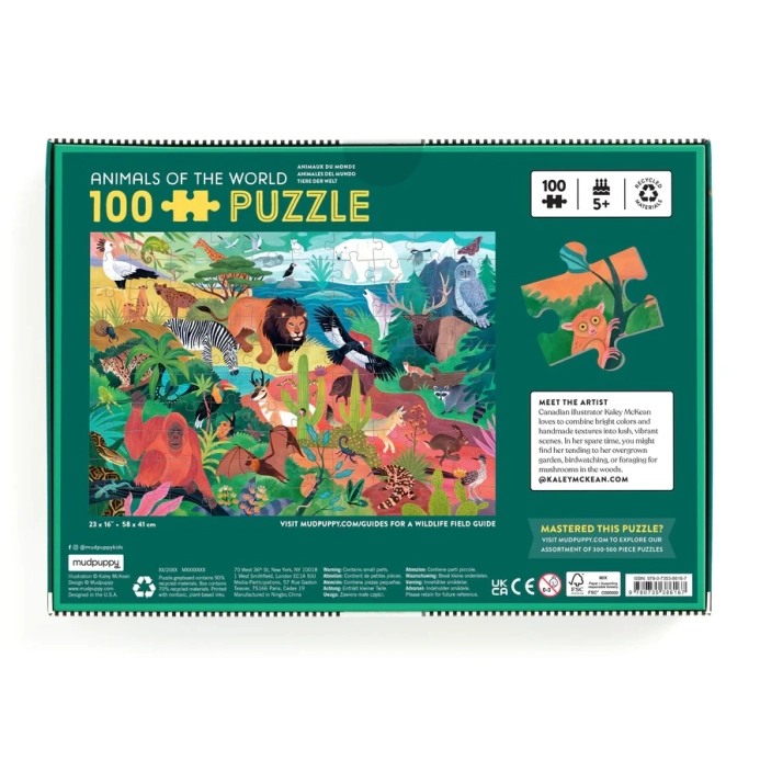 Mudpuppy Zvířata světa Puzzle 100 dílků