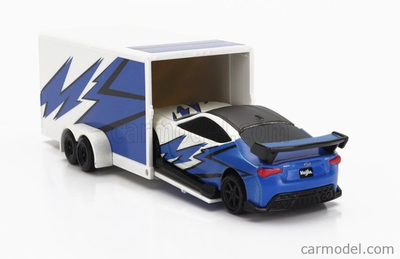 Maisto Chevrolet 1500 Pick-up With Trailer Car Transporter + Subaru Brx 2019 1:64 modro-biela
