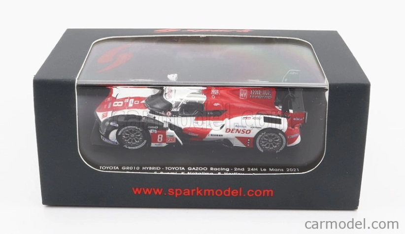 Spark-model Toyota Gr010 3.5l V6 Twin Turbo Hybrid Team Gazoo Racing N 8 2nd 24h Le Mans 2021 S.buemi - N.nakajima - B.hartley 1:87 Biela červená