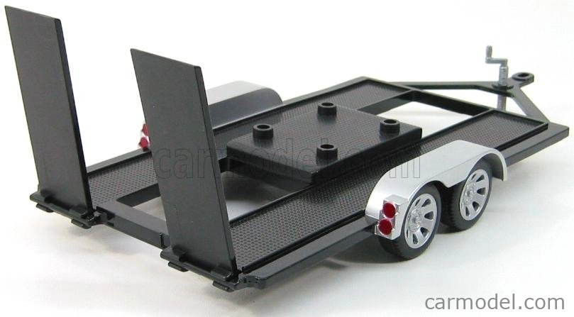 Motor-max Accessories Carrello Trasporto Auto 2-assi - Car Transporter Trailer 1:18 Černá Stříbrná