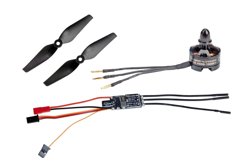 Kombinovaná sada Telemetr. regul. HOTT 20Amp SBEC + Ultra 2806-1900Kv lev. (CCW) + 2 vrtule