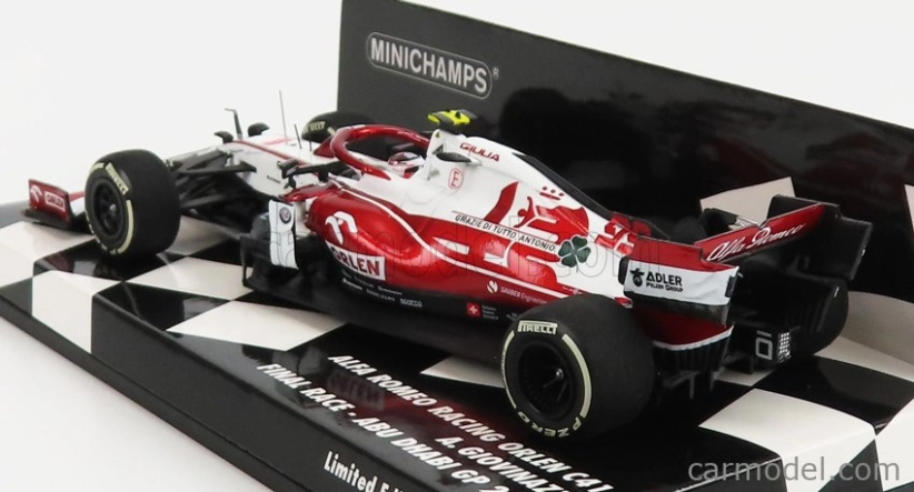 Minichamps Alfa romeo F1 C41 Team Orlen Racing N 99 Posledné preteky Abu Dhabi GP 2021 Antonio Giovinazzi 1:43 Biela červená met.