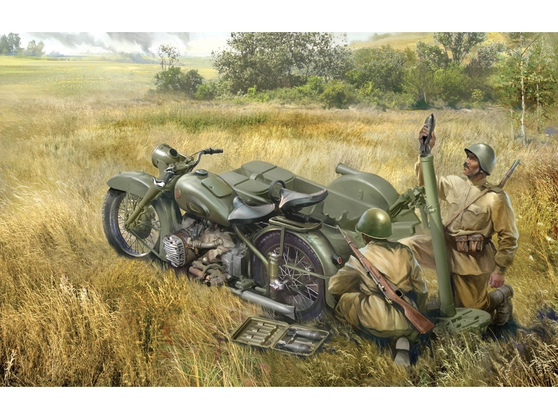 Zvezda sovětský motocykl M-72 s minometem (1:35)