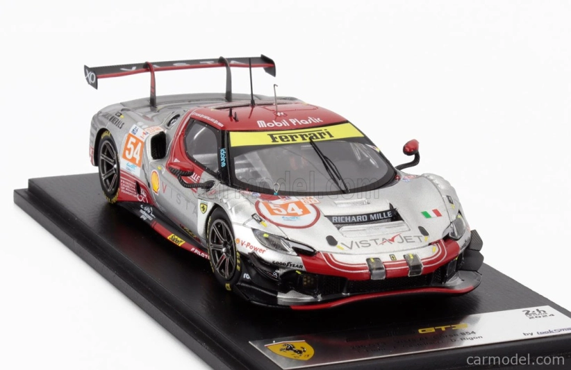 Looksmart Ferrari 296 Gt3 3.0l Turbo V6 Team Vista Af Corse N 54 24h Le Mans 2024 Davide Rigon - Francesco Castellacci - Thomas Flohr 1:43 Silver Red
