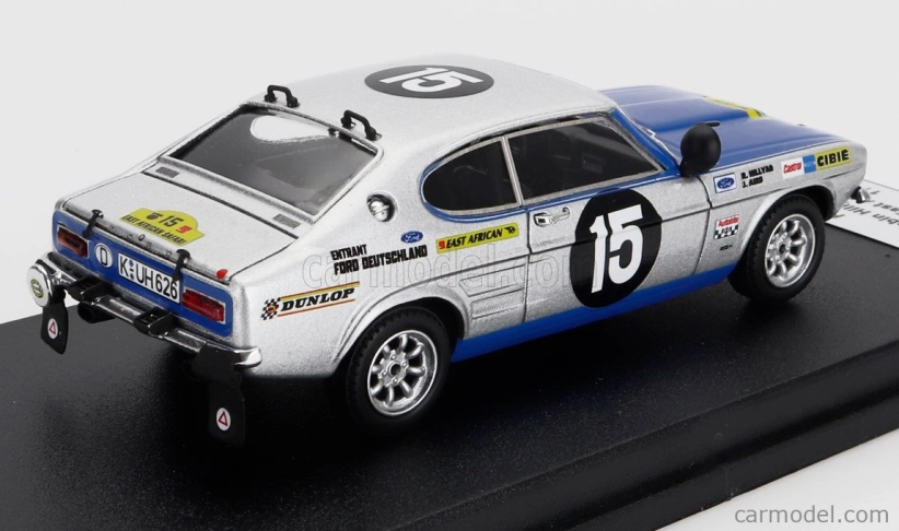 Trofeu Ford england Capri 2600 (nočná verzia) N 15 Rally East African Safari 1970 Robin C. Hillyar - John Aird (jock) 1:43 Grey Met Blue