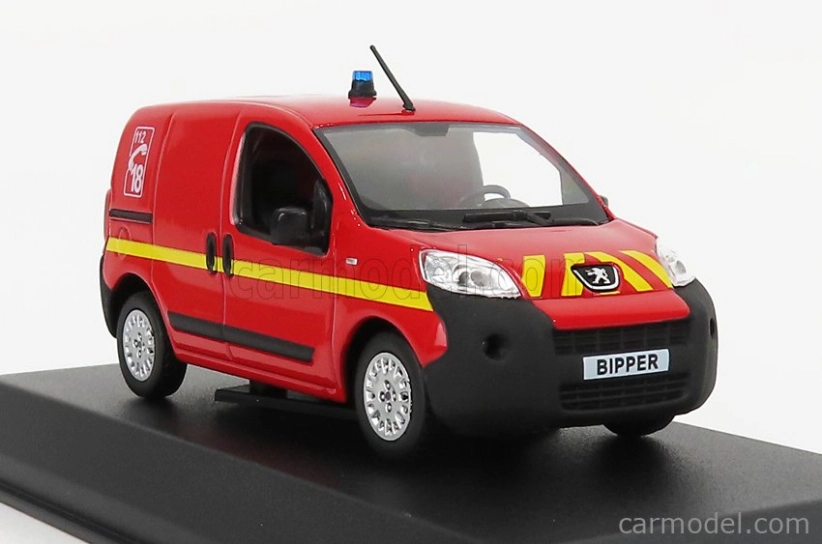 Norev Peugeot Bipper Van Fire Engine 2009 1:43 Červená Žlutá