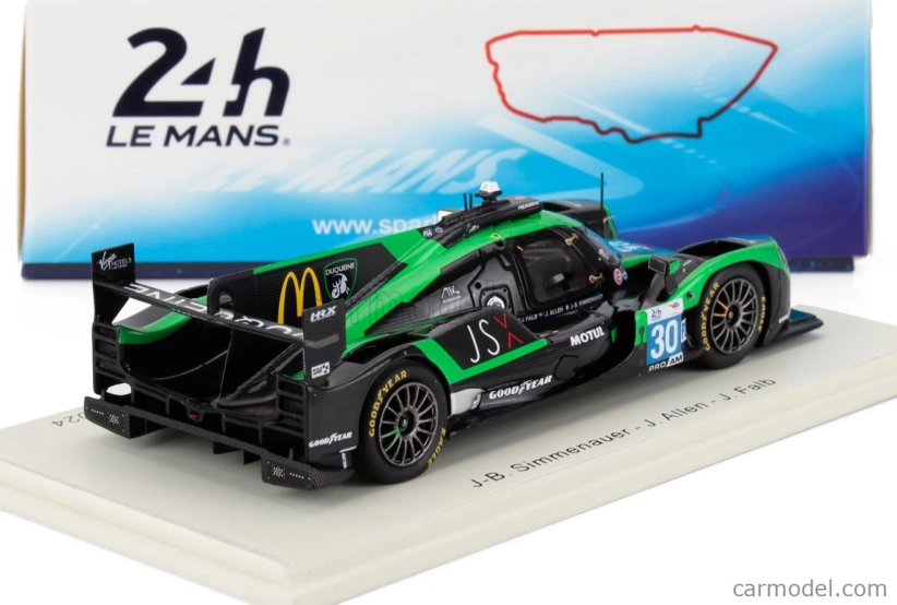 Spark-model Oreca 07 Gibson Gk428 4.2l V8 Team Duqueine N 30 24h Le Mans 2024 Jean Baptiste Simmenauer - James Allen - John Falb 1:43 Zelená Černá