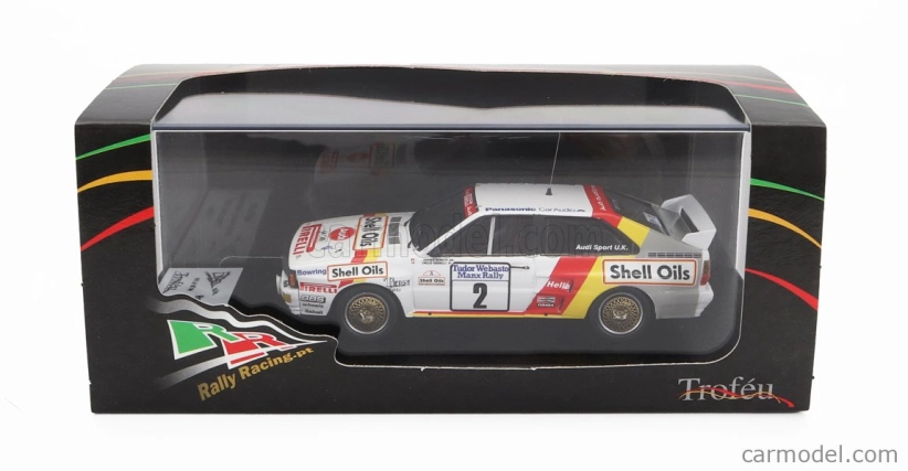 Trofeu Audi Quattro Sport N 2 Manx Isle Of Man Rally 1985 H.demuth - E.radaelli 1:43 Biela červená žltá