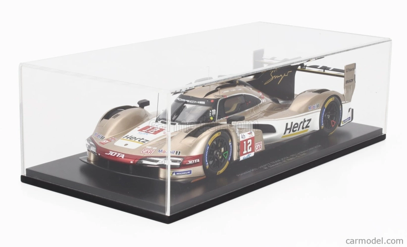 Spark-model Porsche 963 9rd 4.6l Turbo V8 Team Hertz Jota N 12 24h Le Mans 2024 Will Stevens - Norman Nato - Callum Ilott 1:18 Bílé Zlato
