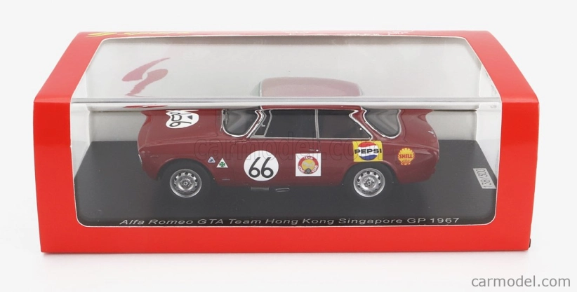Spark-model Alfa romeo Giulia Gta Team Hong Kong N 66 Singapore Gp 1967 Albert Poon 1:43 Červená