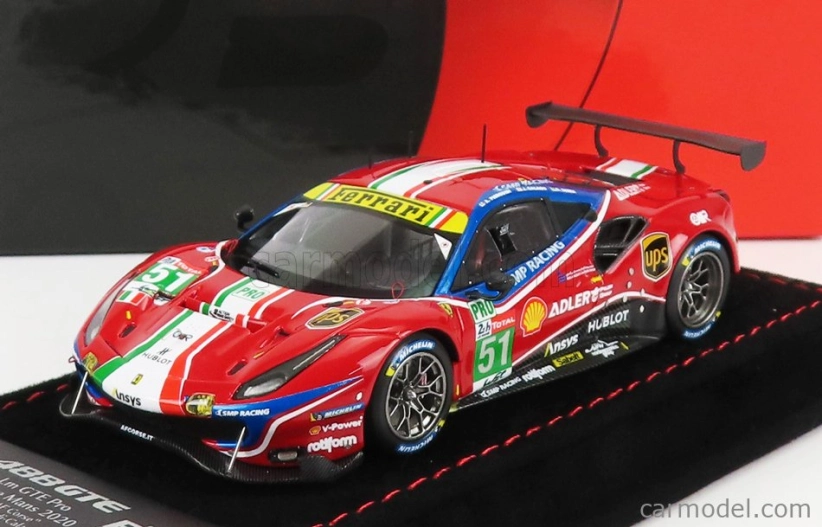 Bbr-models Ferrari 488 Gte Evo 3.9l Turbo V8 Team Af Corse N 51 2nd Lmgte Pro Class 24h Le Mans 2020 J.calado - A.pier Guidi - S.serra - Con Vetrina - S vitrínou 1:43 červená biela modrá