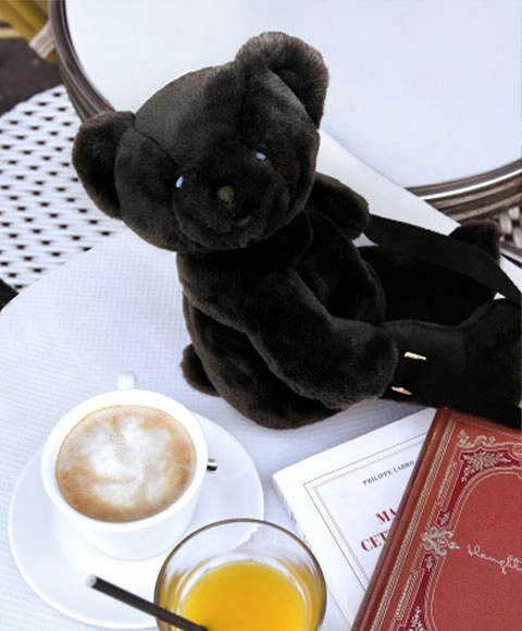 Doudou Plyšová taška přes rameno Medvídek černý 30 cm