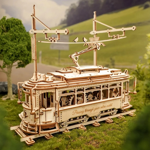 RoboTime 3D dřevěné mechanické puzzle Tramvaj