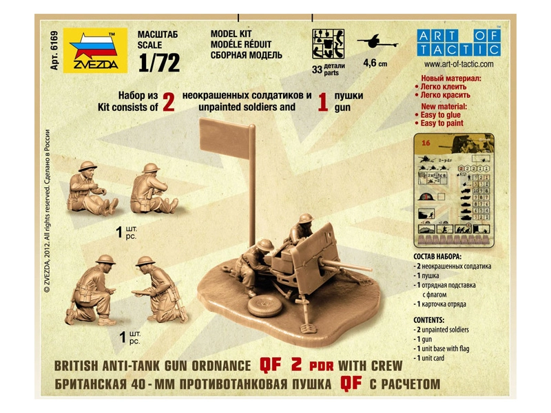 Zvezda Snap Kit – Ordnance QF 2-pdr s posádkou (1:72)