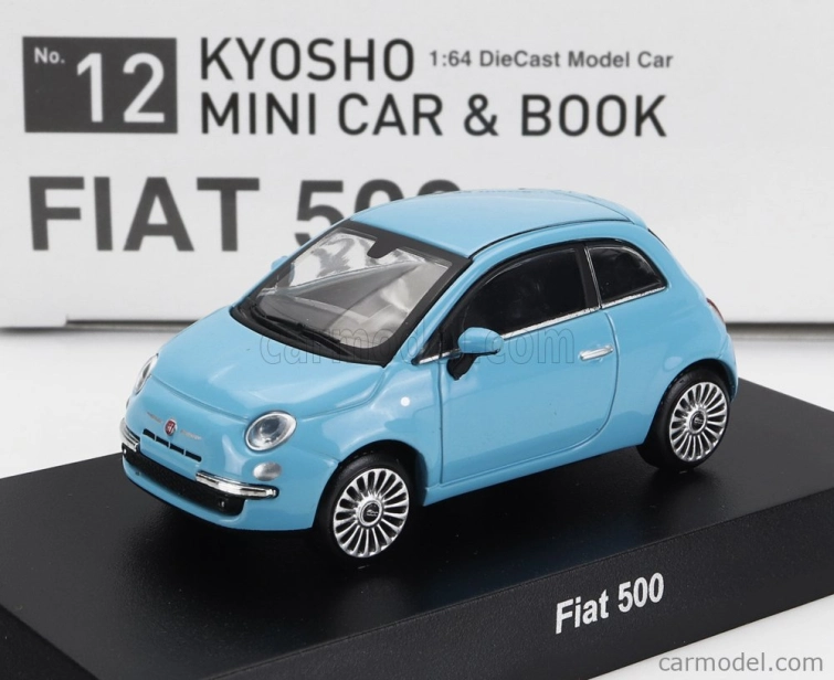 Kyosho Fiat Nuova 500 2007 With Book 1:64 Světle Modrá