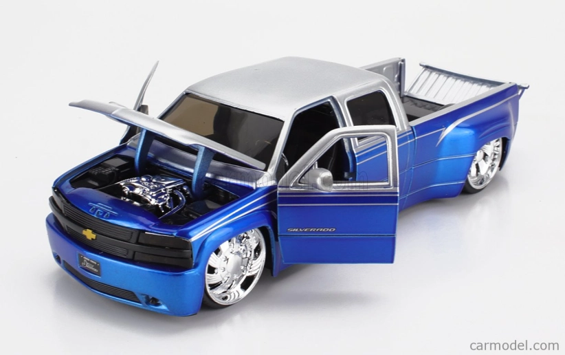 Jada Chevrolet Silverado Pick-up Dually 1999 1:24 Modrá strieborná
