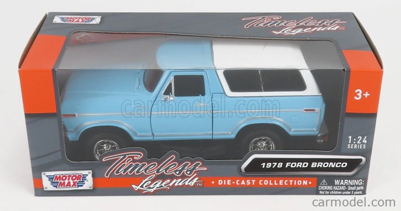 Motor-max Ford usa Bronco Hard-top Closed 1978 1:24 Světle Modrá Bílá