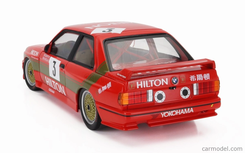 Minichamps BMW radu 3 M3 Team Schnitzer N 3 Winner Guia Race Macau 1987 Roberto Ravaglia 1:18 Červená zlatá
