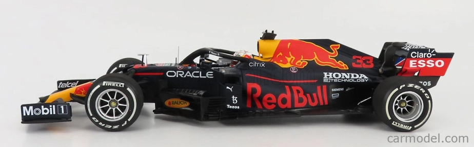 Minichamps Red bull F1 Rb16b Honda Ra620h Team Aston Martin N 33 Winner Abu Dhabi Gp With Pit Board World Champion 2021 Max Verstappen 1:18 Matná modrá žltá červená