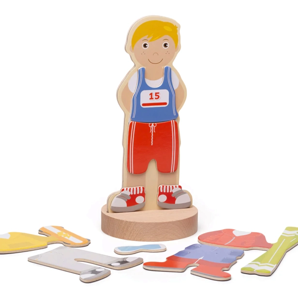 Bigjigs Toys Magnetické oblékací puzzle sportovní aktivity