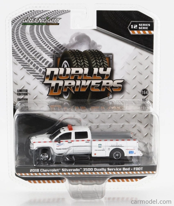 Greenlight Chevrolet Silverado 3500 Pick-up Service Bed Florida 2018 1:64 Bílá