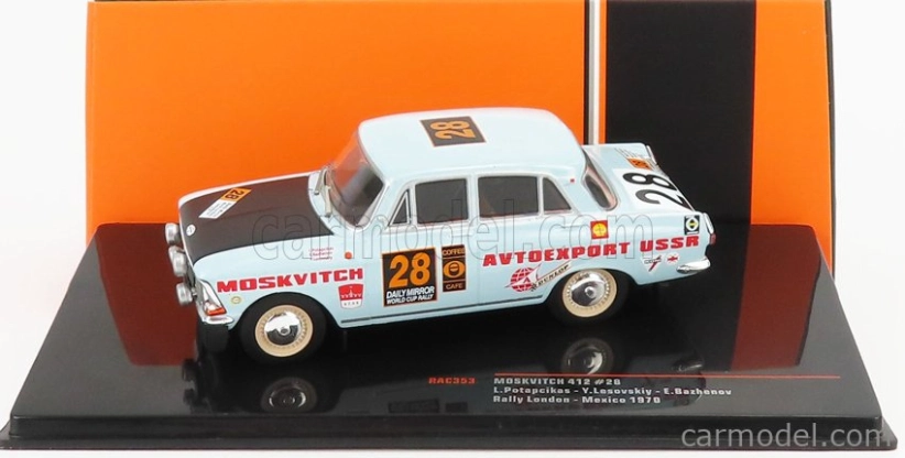 Ixo-models Moskvitch 412 N 28 Rally London - Mexico 1970 1:43, světle modrá