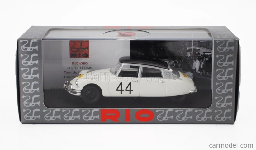 Rio-models Citroen Ds19 N 44 Víťaz Rally Tour De Corse 1961 Rene Trautmann - Jean Claude Ogier 1:43 Biela Čierna