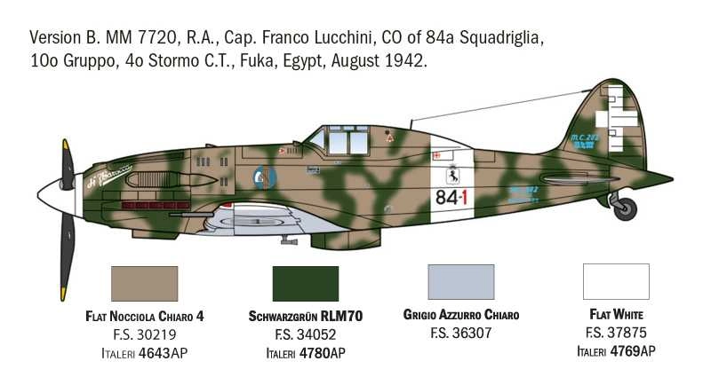 Italeri Macchi Mc.202 Folgore Wwii - Italian Army 1940 - Military Airplane 1:72 /