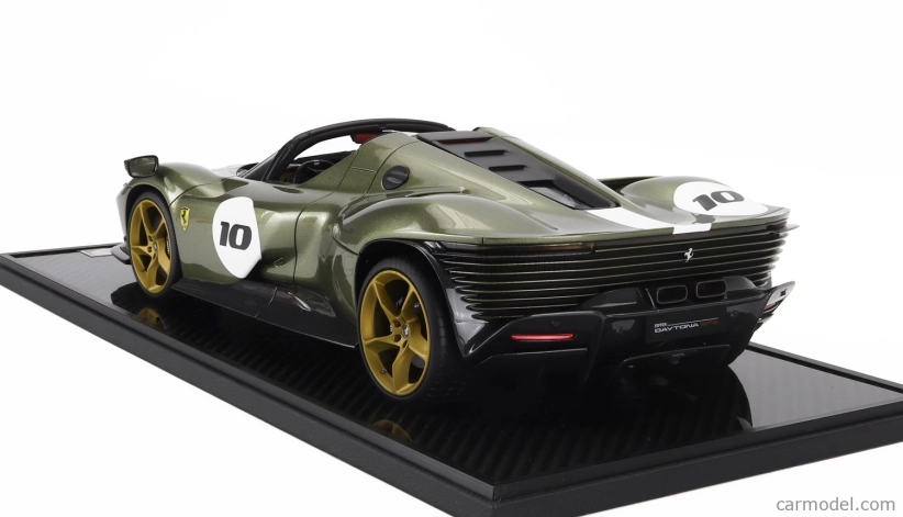 Bbr-models Ferrari Daytona Sp3 Serie Icona N 10 Open Roof 2022 - Con Vetrina - With Showcase 1:12 Verde Manzoni Lucido - Zelená Met Stříbrná