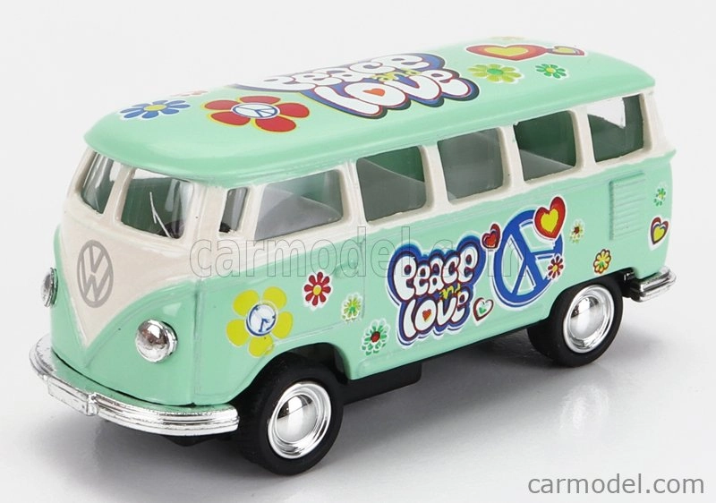 Kinsmart Volkswagen T1 Samba Minibus Flower 1962 - bez krabice 1:64 Svetlozelená