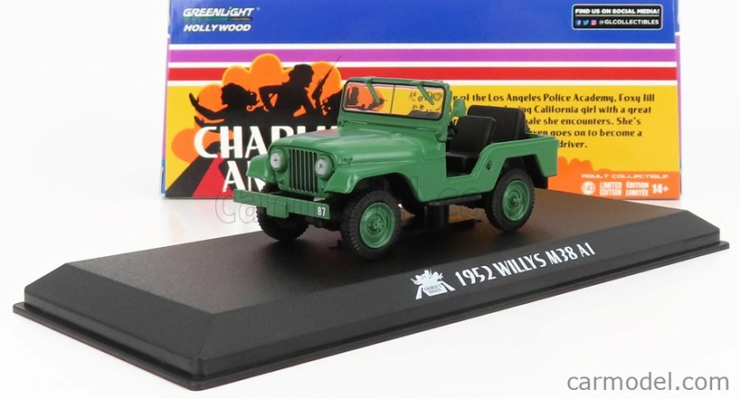Greenlight Jeep Willys M38 A1 1952 - Charlieho anjeli 1:43 Vojenská zelená