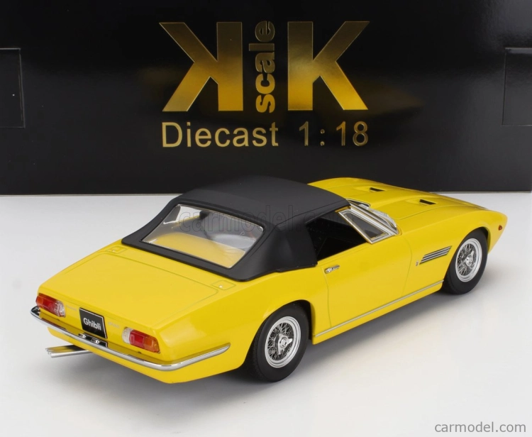 Kk-scale Maserati Ghibli Spider Cabriolet Open 1970 - Spoked Rims - Cerchio A Raggio 1:18 Žlutá