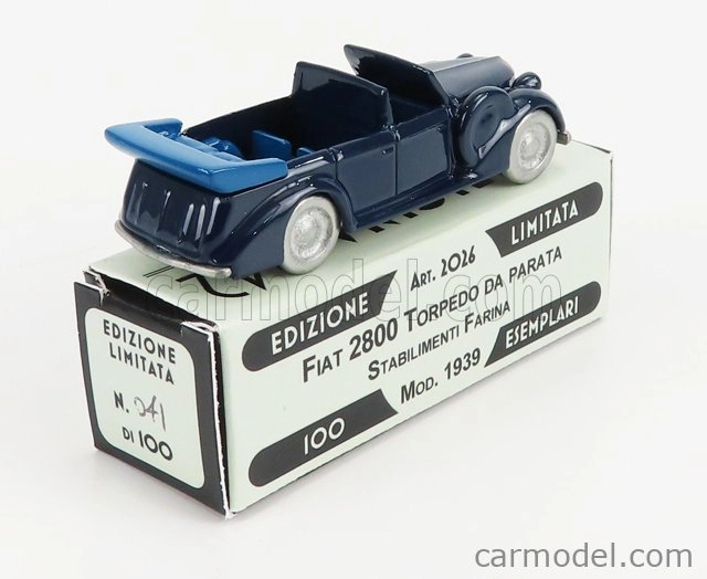 Officina-942 Fiat 2800 Torpedo Da Parata Cabriolet Carrozzeria Stab. Farina 1939 1:76 Modrá