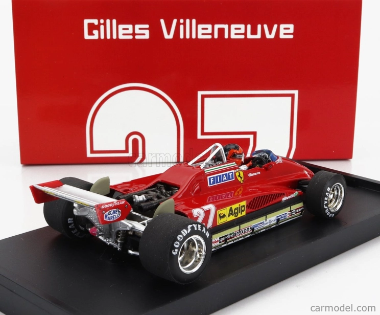 Brumm Ferrari F1 126c2 N 27 2nd San Marino Imola Gp 1982 Gilles Villeneuve - s figúrkou vodiča 1:43 červená