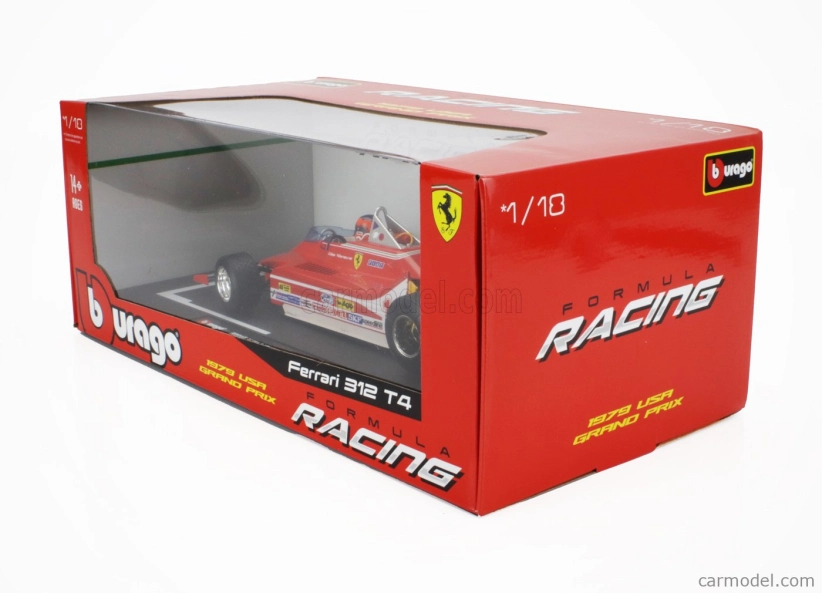 Bburago Ferrari F1  312t4 N 12 Winner Watkins Glen Gp Usa (with Pilot Figure And Rain Wheels) 1979 Gilles Villeneuve 1:18 Red
