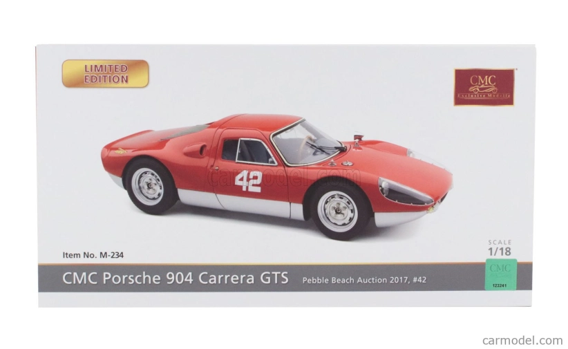 Cmc Porsche 904 Carrera Gts Ch.904-043 N 42 Pebble Beach Auctions 2017 1:18 Červená Stříbrná
