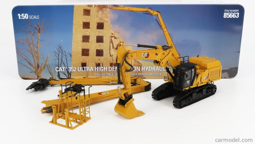 Dm-models Caterpillar Cat352 Escavatore Cingolato - Ultra High Demolition Hydraulic Excavator 1:50 Yellow Black