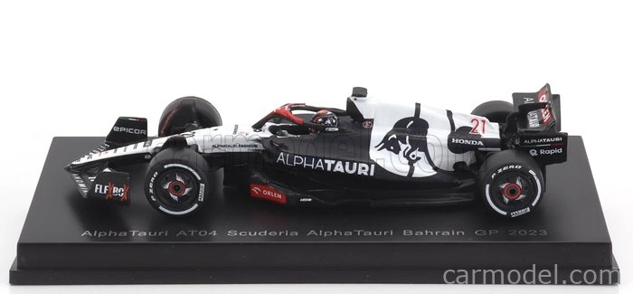 Spark-model Alpha tauri F1  At04 Team Alpha Tauri N 21 Season 2023 Nyck De Vries 1:64 Modrá Bílá