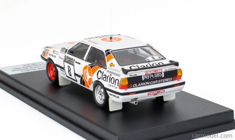 Trofeu Audi Quattro Coupe N 8 Rally 1000 Lakes 1987 Per Eklund - Dave Whittock 1:43 Bílá Modrá Oranžová